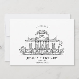 Elegant Hand Drawn Venue Chateau Illustration Invitation