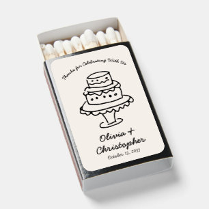 Elegant Hand Drawn Wedding Cake Matchboxes