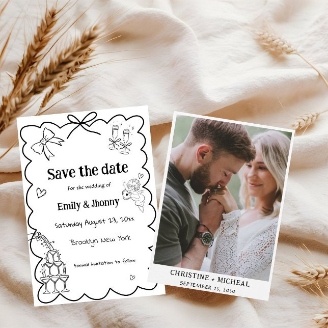 Elegant Hand Drawn Wedding Save the date Card (Creator Uploaded)