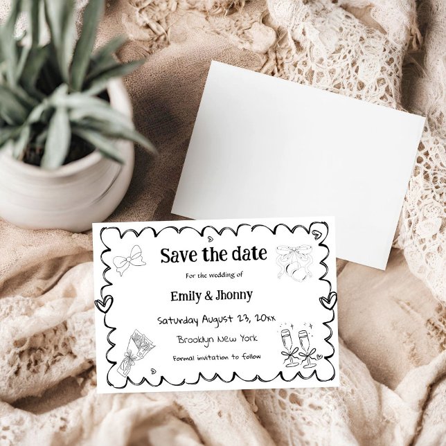 Elegant Hand Drawn Wedding Save the date Card (Creator Uploaded)