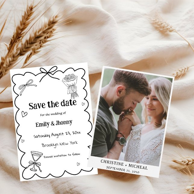 Elegant Hand Drawn Wedding Save the date Card (Creator Uploaded)
