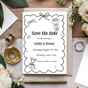 Elegant Hand Drawn Wedding Save the date Card