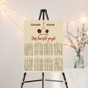 Elegant hand drawn whimsy red cherry Seating Chart Foam Board