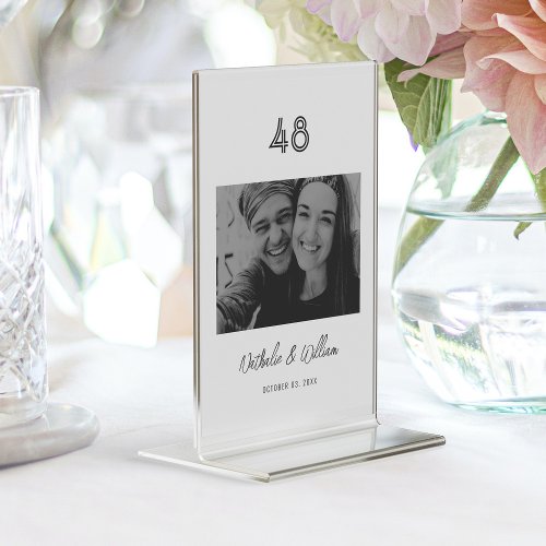 Elegant Hand_Lettered Couples Name Photo Table Number