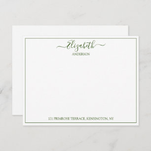 Elegant Hand Lettered Green Name Address Note Car