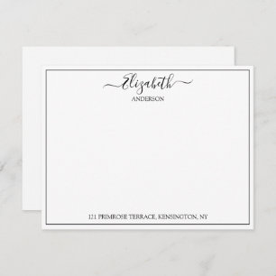 Elegant Hand Lettered Name Address Correspondence Note Card