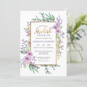 Elegant Hand-Lettered Script Floral Bridal Shower Invitation (Standing Front)