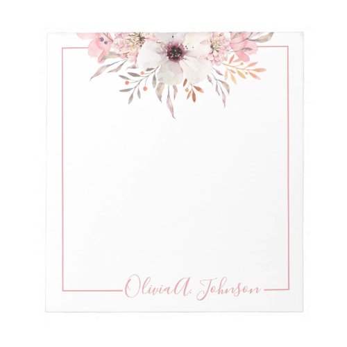 Elegant Hand Lettered Script Floral Notepad