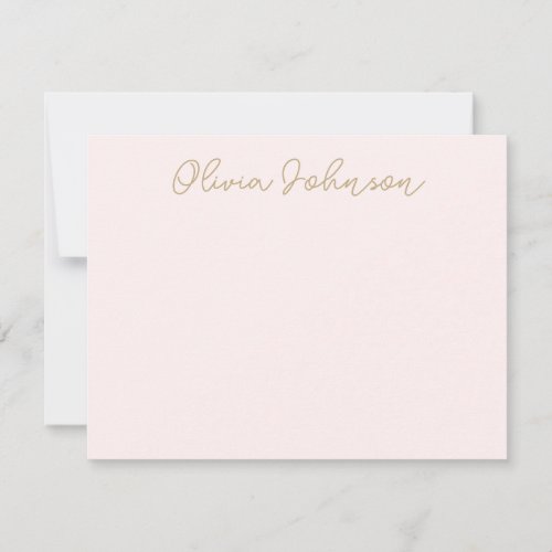 Elegant Hand Lettered Script Gold Pink Note Card