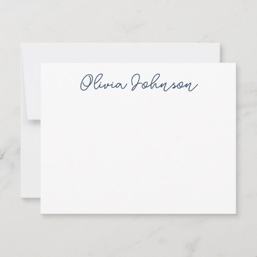 Elegant Hand Lettered Script Navy White Note Card