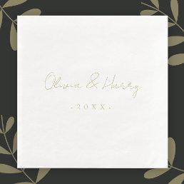 Elegant Hand Lettered Script Wedding Paper Napkin