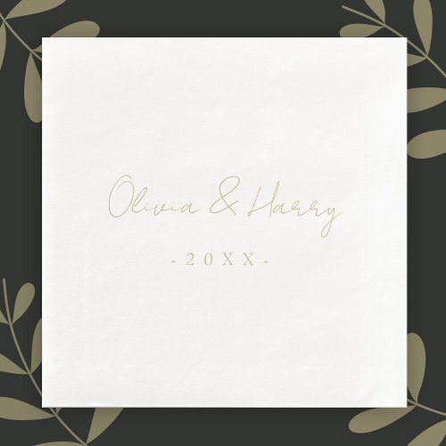 Elegant Hand Lettered Script Wedding Paper Napkin
