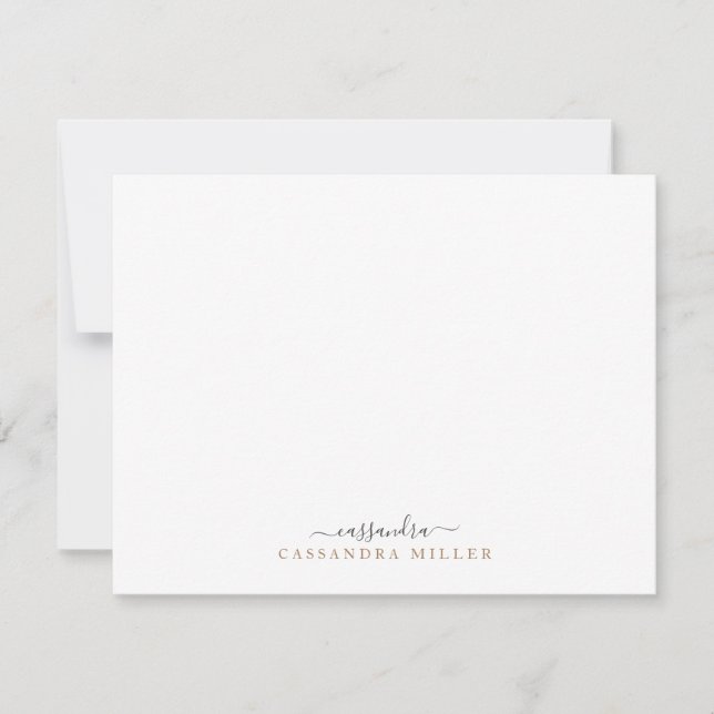 Elegant Hand Lettered Signature Name Professional Note Card (Front)