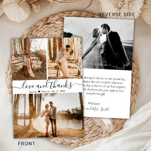 Elegant Hand Lettered Wedding 3 Photo Collage Thank You Card