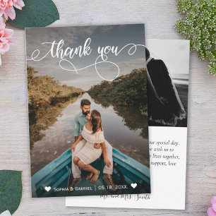 Elegant Hand Lettered Wedding Photo Thank You Card
