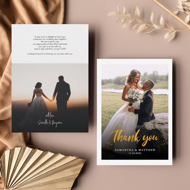 Elegant Hand-Lettered Wedding Photo Thank You Note Card (Creator Uploaded)