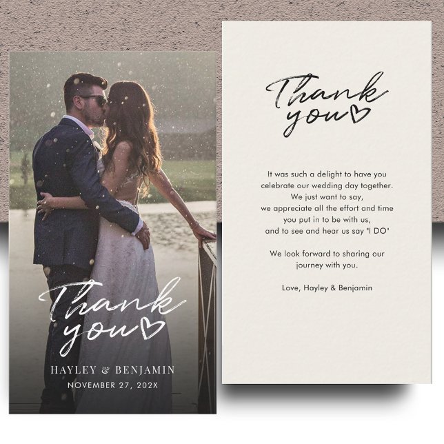 Elegant Hand-Lettered Wedding Photo Thank You Note Card (Elegant Hand-Lettered Wedding Photo Thank You Note Card)