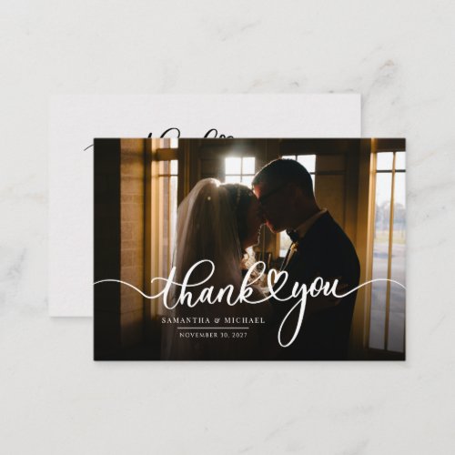 Elegant Hand_Lettered Wedding Photo Thank You Note Card
