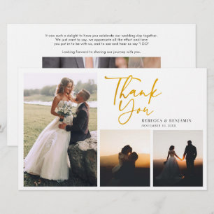 Elegant Hand-Lettered Wedding Photos Thank You Stationery