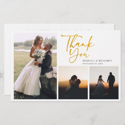 Elegant Hand_Lettered Wedding Photos Thank You Stationery