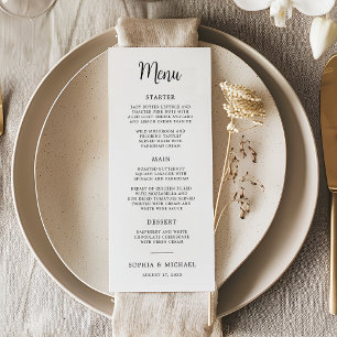 Elegant Hand Lettering Black White Wedding Menu