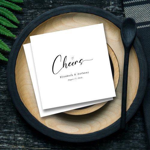 Elegant Hand_Lettering Cheers Personalized Wedding Napkins