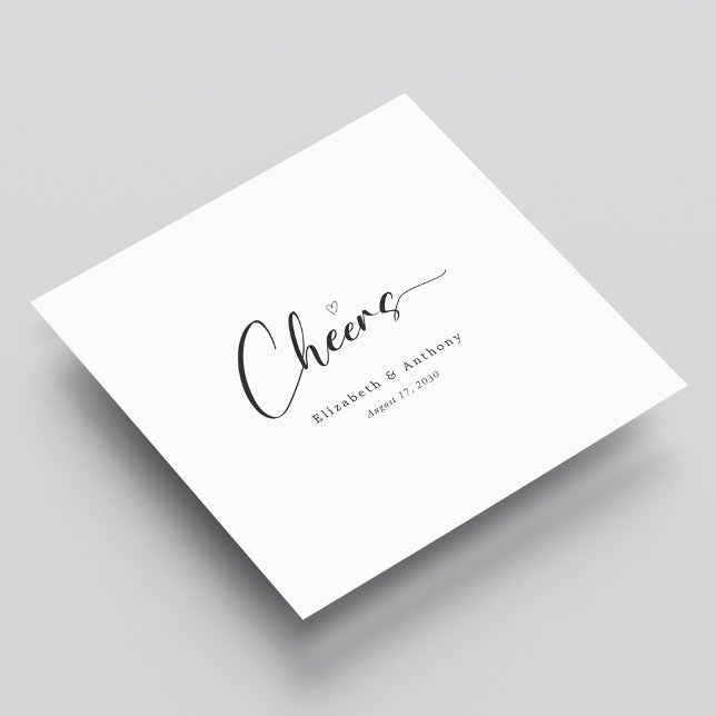 Elegant Hand-Lettering Cheers Personalized Wedding Napkins (Elegant Hand-Lettering Cheers Personalized Wedding Napkins)