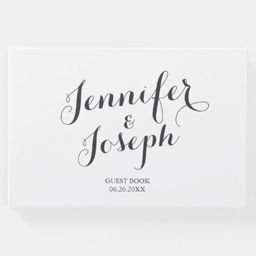 Elegant hand lettering style script guest book