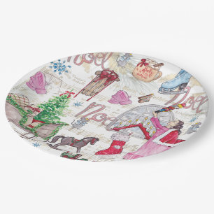 Elegant hand painted Christmas Fairy Tale Paper Plates