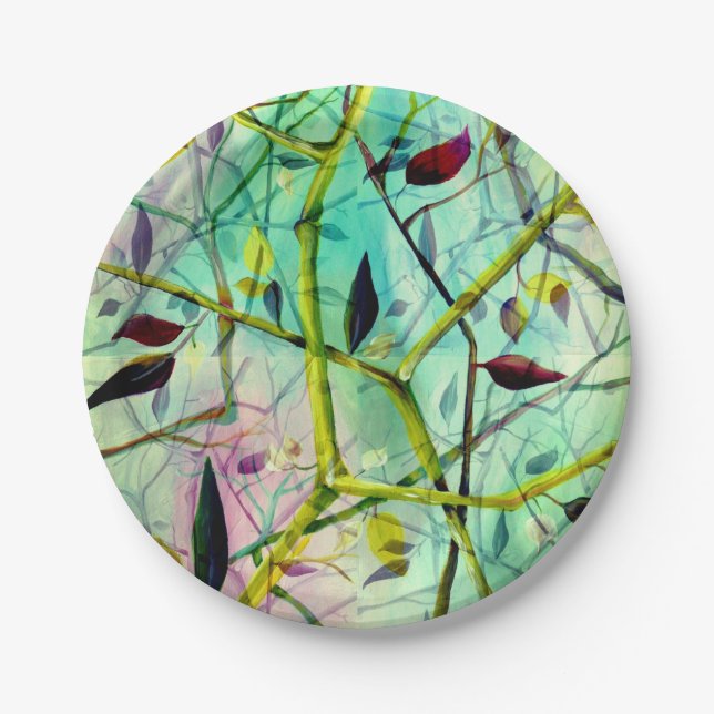Elegant hand painted foliage paper plates (Front)