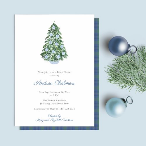 Elegant Hand Painted Holidays Tree Bridal Shower Invitation