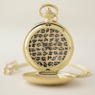 Elegant Hand-painted Leopard Print Dial Face Pocket Watch