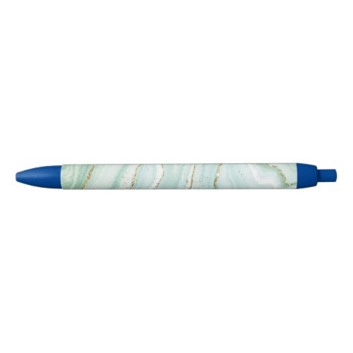 elegant hand painted liquid marble design with gli blue ink pen