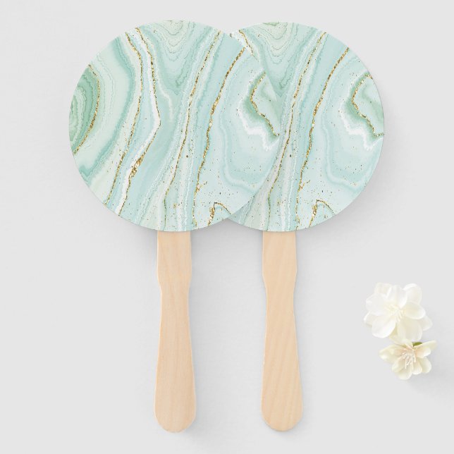 elegant hand painted liquid marble design with gli fan (Front and Back)