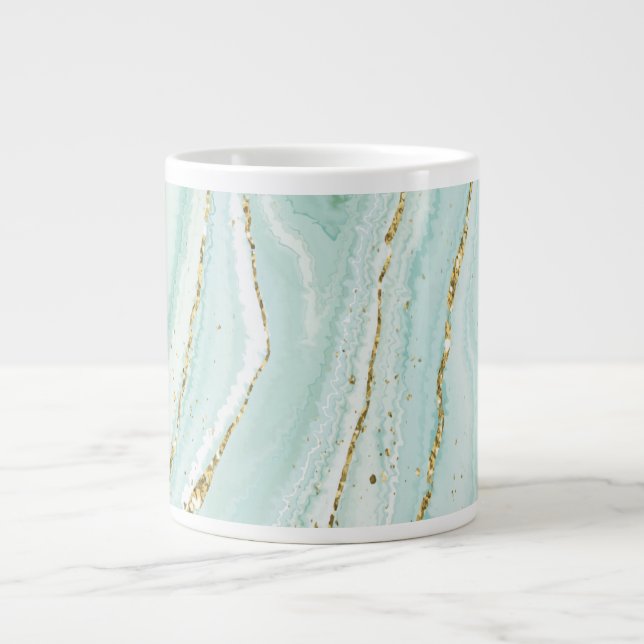 elegant hand painted liquid marble design with gli giant coffee mug (Front)