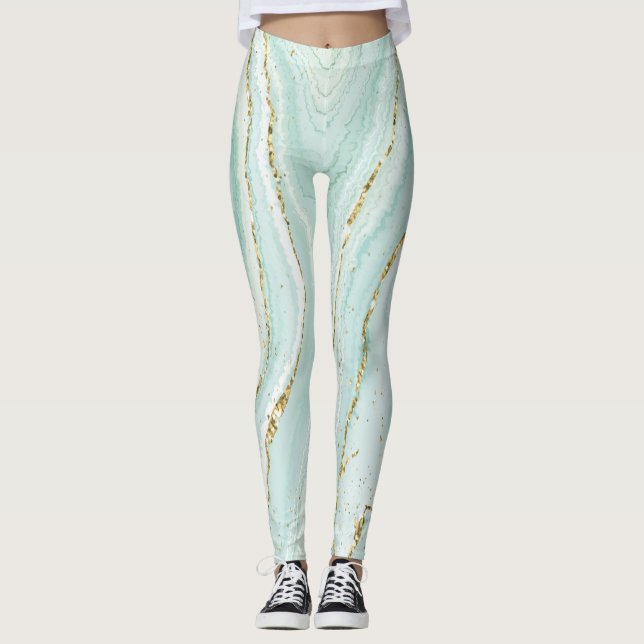 elegant hand painted liquid marble design with gli leggings (Front)