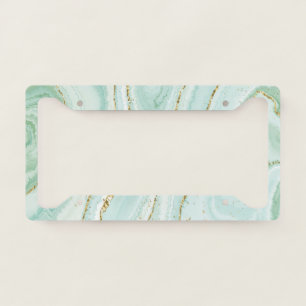 elegant hand painted liquid marble design with gli license plate frame