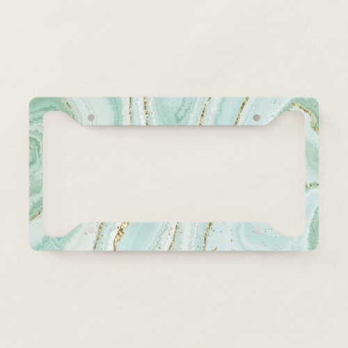 elegant hand painted liquid marble design with gli license plate frame