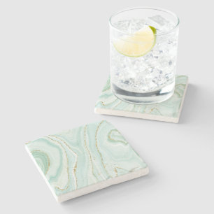 elegant hand painted liquid marble design with gli stone coaster