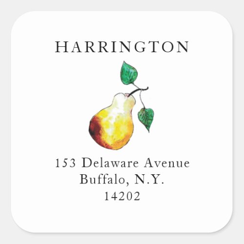 Elegant Hand_Painted Pear Return Address Label