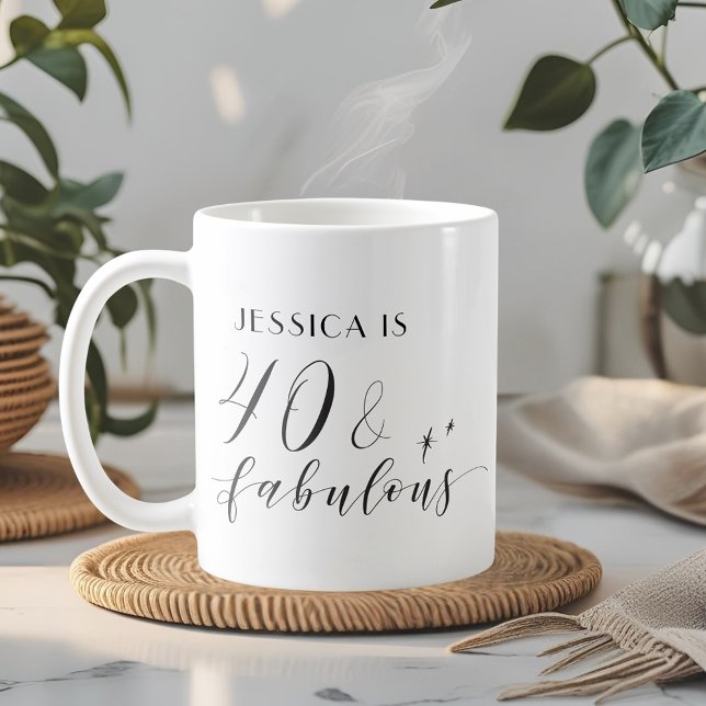 Elegant Hand Script 40 and Fabulous Birthday Coffee Mug (Creator Uploaded)