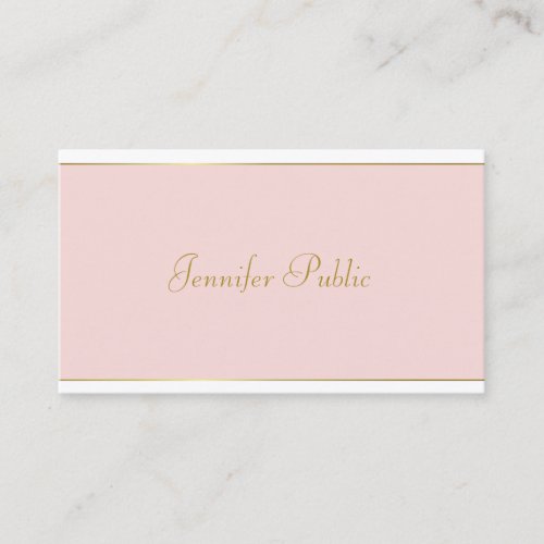 Elegant Hand Script Blush Pink Gold Chic Template Business Card