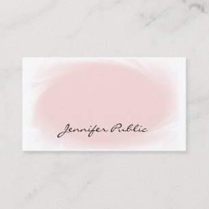Elegant Hand Script Font Text Blush Pink Plain Top Business Card