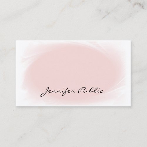 Elegant Hand Script Font Text Blush Pink Plain Top Business Card