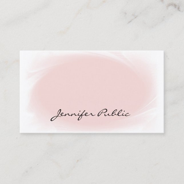 Elegant Hand Script Font Text Blush Pink Plain Top Business Card (Front)