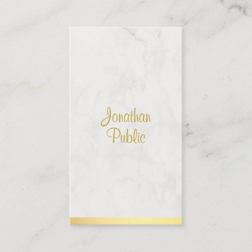 Elegant Hand Script Name Gold Marble Modern Business Card