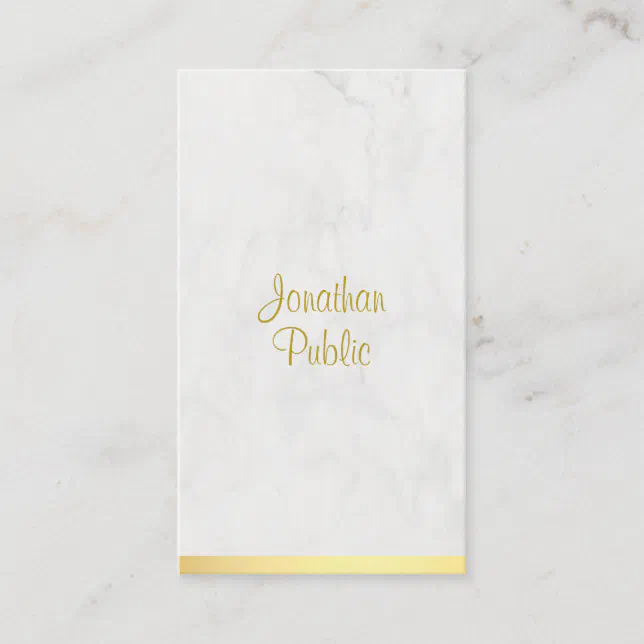 Elegant Hand Script Name Gold Marble Modern Business Card | Zazzle