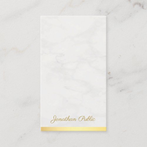 Elegant Hand Script Name Modern Gold And Marble Business Card