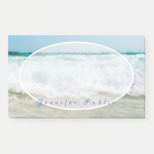 Elegant Hand Script Name Waves Oil Colors Template Post_it Notes