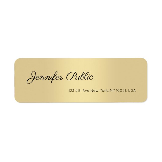 Elegant Hand Script Text Modern Simple Gold Chic Label (Front)